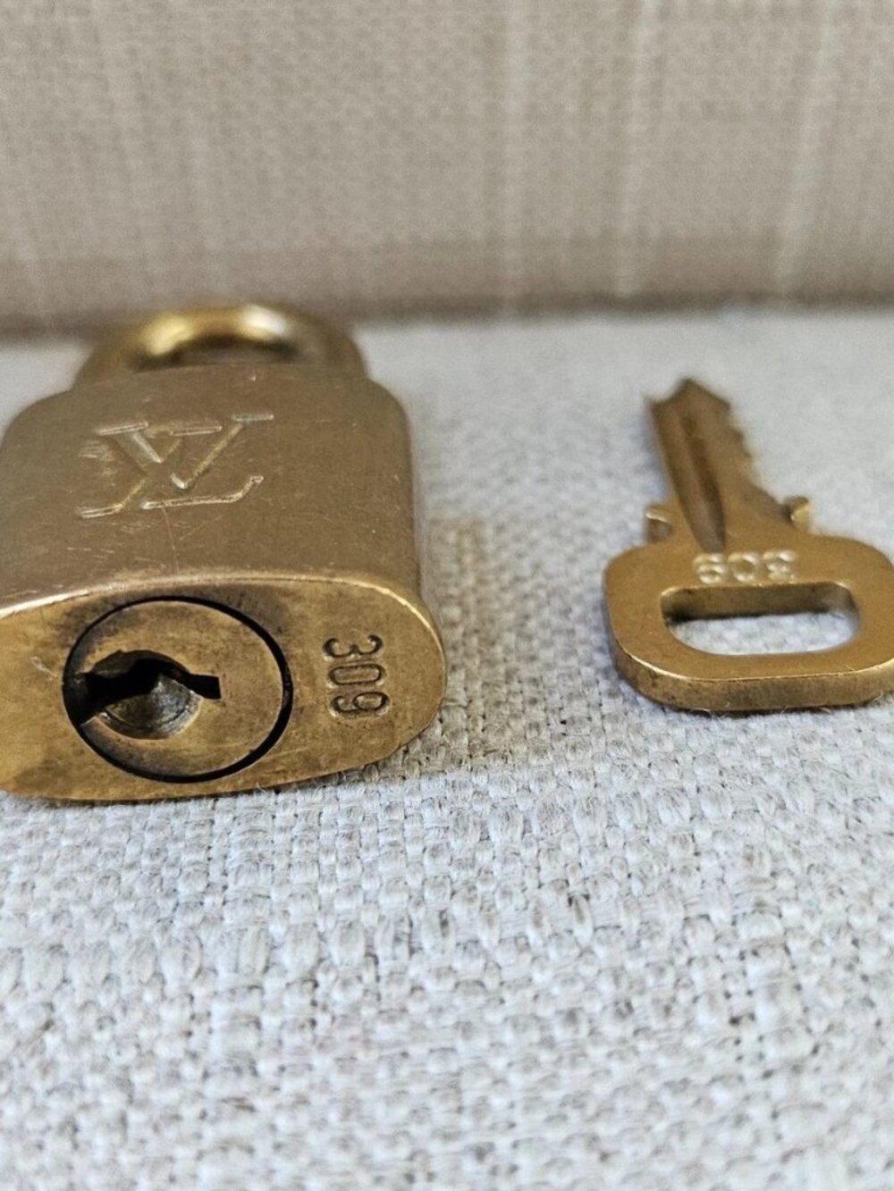Vintage Louis Vuitton Padlock Gold Tone Lock W/ Key Pad Lock Made in France Auth - Picture 3 of 6